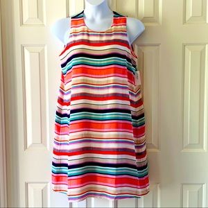 Roz & Ali multi-colored striped sleeveless dress
